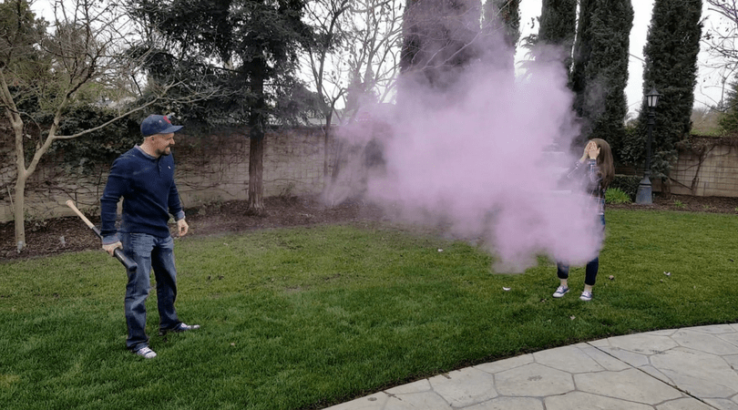 Gender reveal baseball baby girl