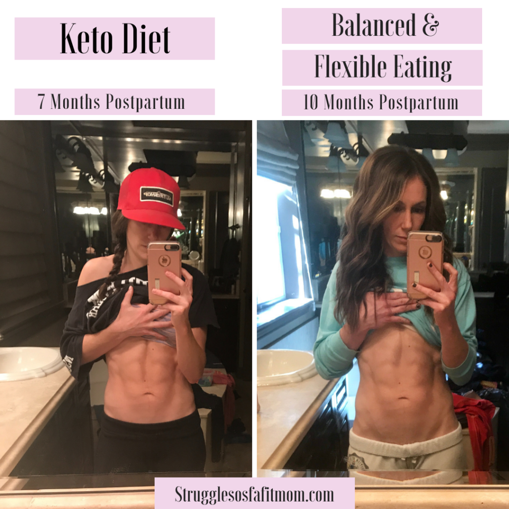 a picture of results from Keto diet vs regular dieting. women showing abs after keto diet results