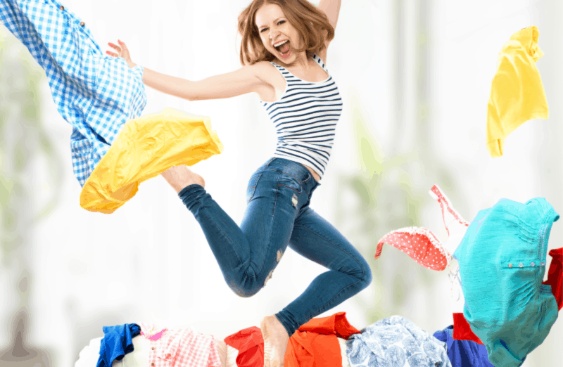 happy women cleaning.