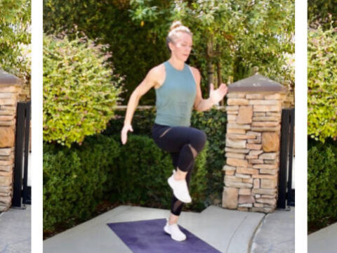 HIIT cardio workout at home high knees exercise