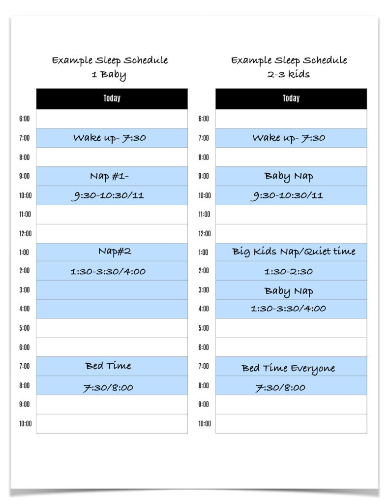 example baby sleep schedule for 1 baby or 2-3 babies