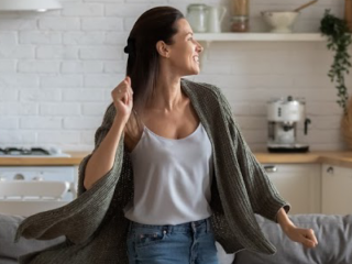 Mom happy keeping her house clean with kids