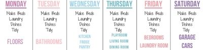 Cleaning schedule for busy moms