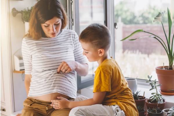 pregnant mom with son
