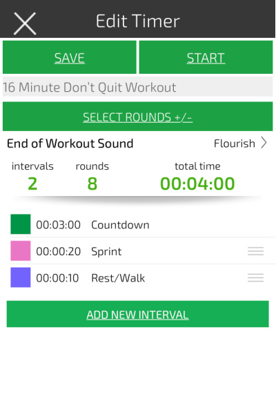 an image showing how to set an interval time to do a 4 minute treadmill hiit workout for fat loss