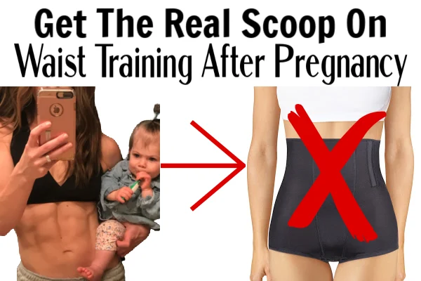 Waist trainers and c-section belly overhang infographic