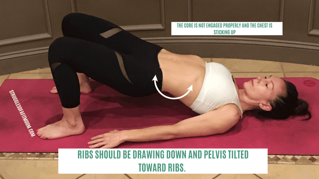 disconnection of the pelvic floor and rib cage in a bridge position. flare ribs