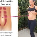 fit pregnant mom showing her stomach for an example of diastasis recti during pregnancy